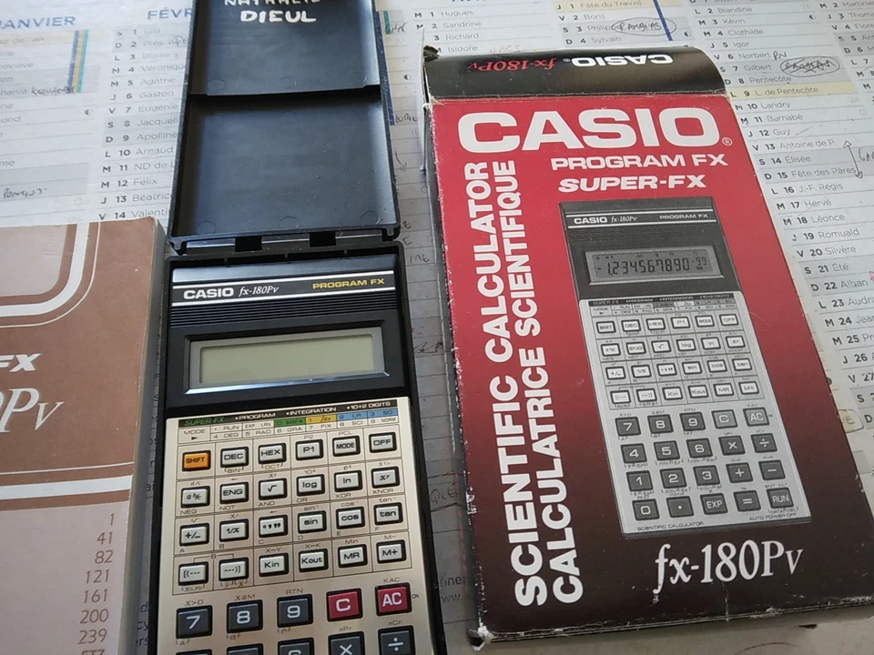 Vintage Calculatrice Casio Super  fx-180Pv En Boîte Et Notice Japan - Photo 3/3