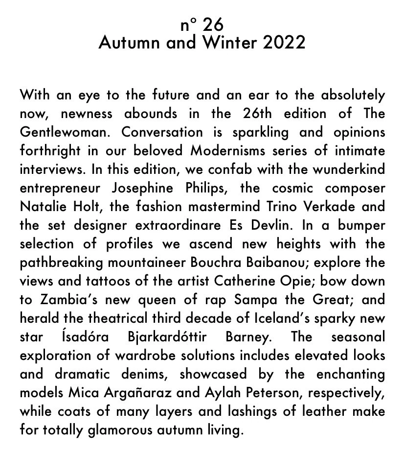 The Gentlewoman Magazine Issue No. 26 Autumn 2022 Ísadóra Bjarkardóttir Barney Foto 2 de 4