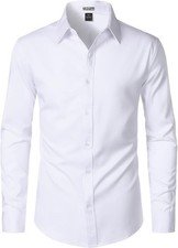 Men Wrinkle Free Long Sleeve Dress Shirt Business Casual Modern Slim Fit Button