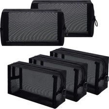 Sadnyy 5 Pieces Mesh Makeup Bag Portable Travel 7.1 x 4 x 2.4 Inch, Black