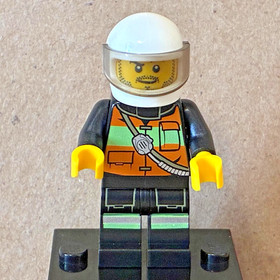 LEGO City Firefighter Minifigure cty0344 Silver Stripes Reflective Vest Helmet