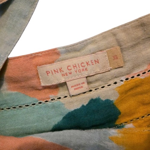 Pink Chicken XS India Top Lightweight Watercolor Cotton Artsy - Picture 5 of 7