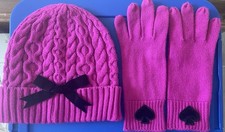 Kate Spade New York Flocked Spade Beanie Hat And Gloves In Marker Pink