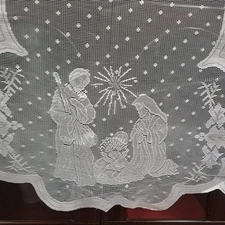 20"x90" Christmas Decor Fireplace Scarf Fireplace Cloth White Lace Jesus Chri...