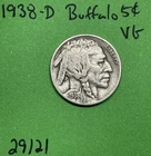 1938 D Buffalo 🦬 Indian Head Nickel 5c Vg Very Good US Coin