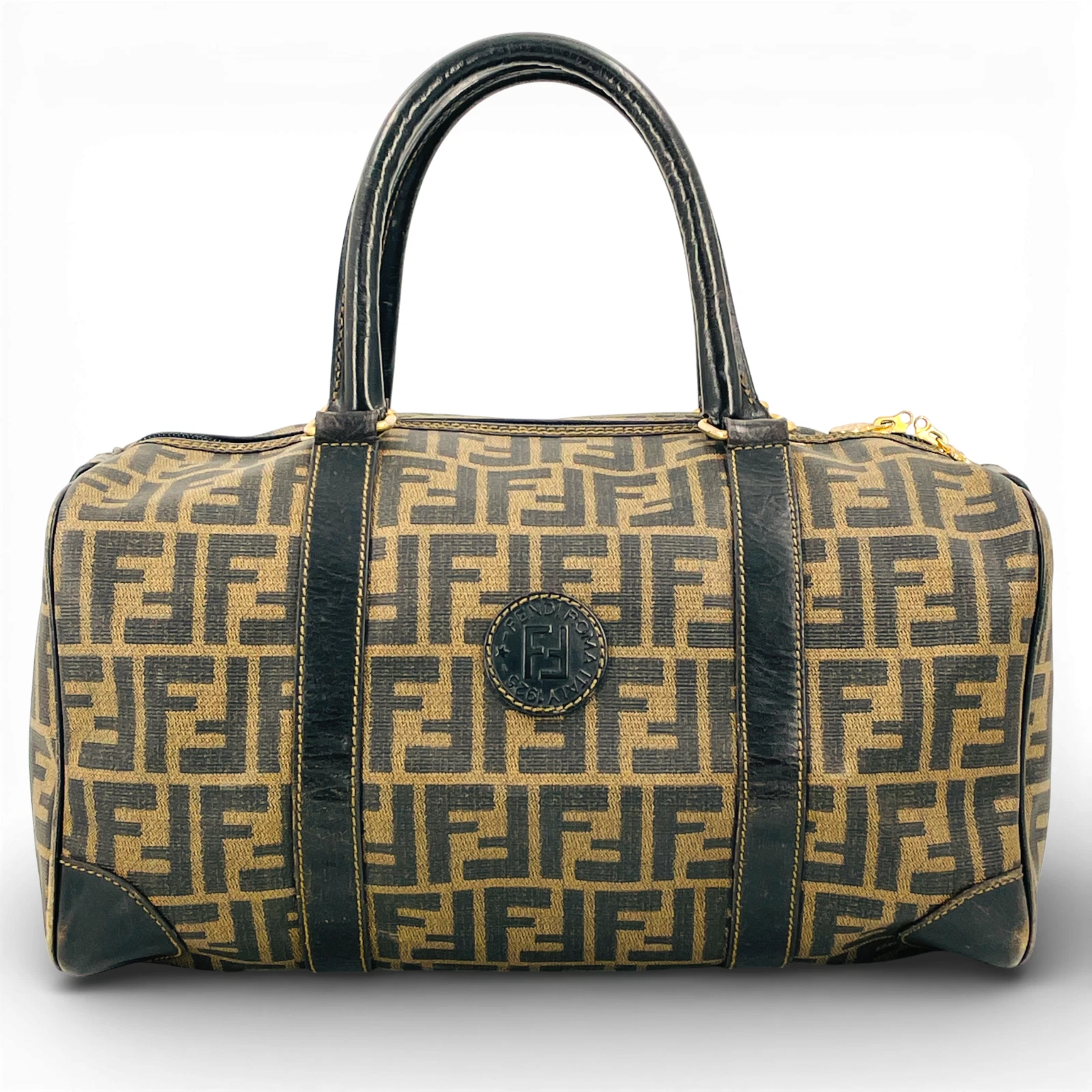 Fendi — Auth FENDI Zucca Canvas Boston Bag KB807