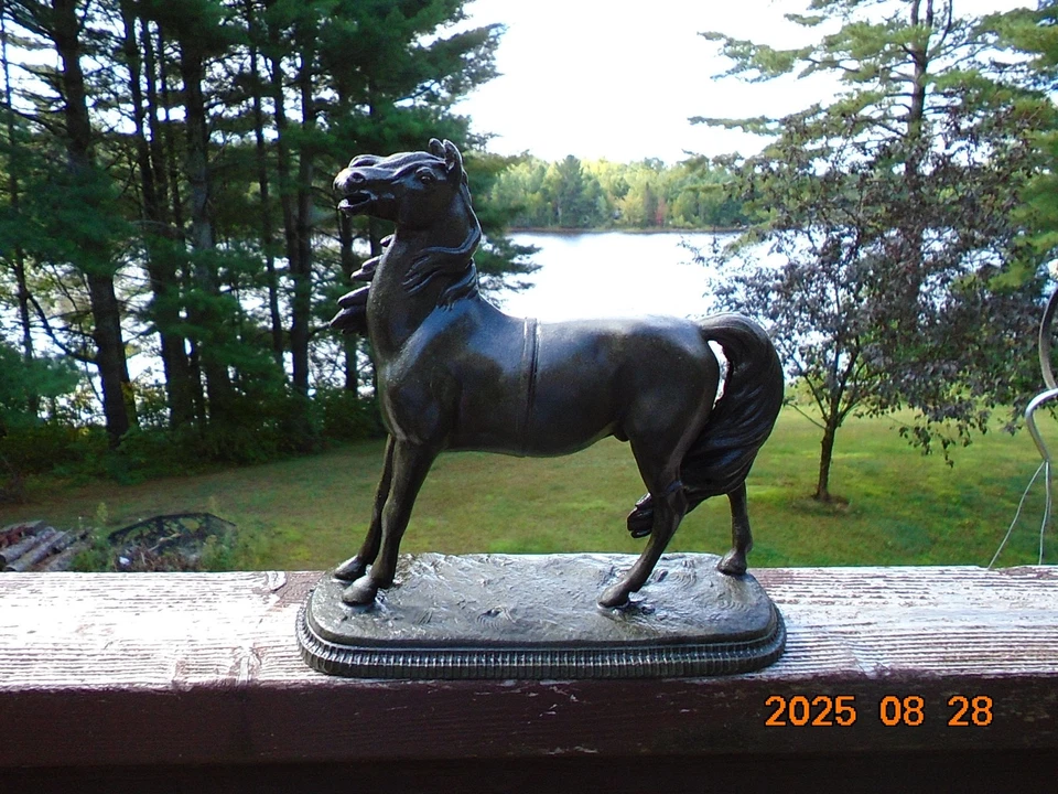 Antique Gilbert" Wild Horse"  Spelter Metal Horse Stallion  Clock Topper - Image 3 of 4