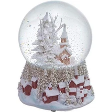 Kurt Adler Musical Church "We Wish You A Merry Christmas" Water Globe, 4"