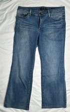 Seven7 Womens Jeans Size 12 Blue Medium Wash Cotton Blend Zip Fly Pocket Flare