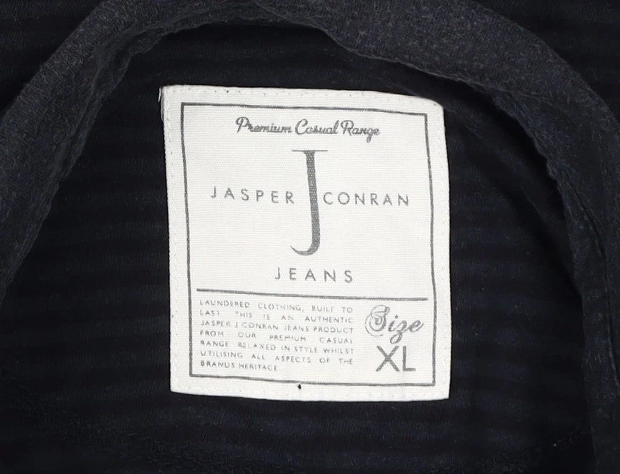 Jasper Conran Men's Black XL Striped Long Sleeve Polo - Image 3 of 4