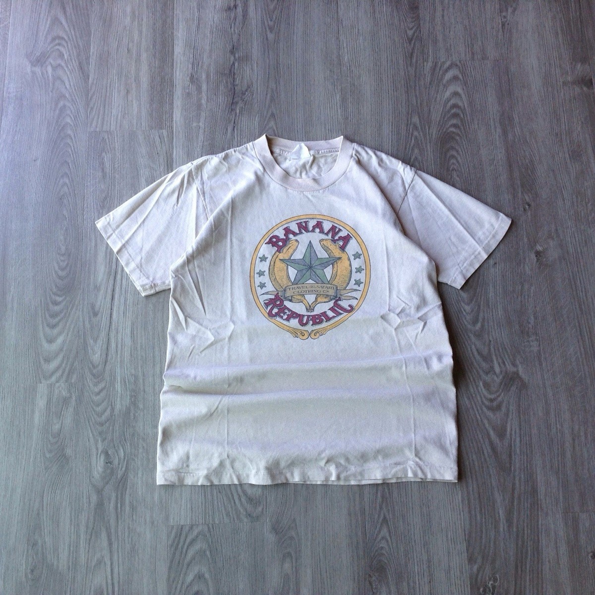 80s 80s BANANA REPUBLIC USA製 S/S Tee XL ベージュ 90s OLD BANANA 