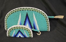 Vintage Native American Seed Bead Coin Purse  Purse, Deer Suede Interior