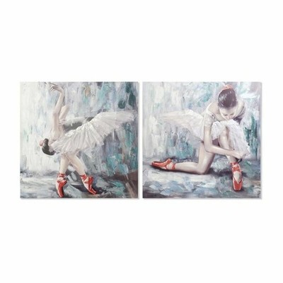 Bild DKD Home Decor Leinwand Grau Blau Holz Weiß [100 x 3 x 100 cm] [2 Stück]