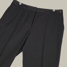 Carolina Herrera Women 8 Trouser Dress Pants Black Virgin Wool Blend Satin Trim