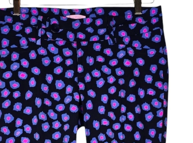 Lilly Pulitzer Luxury Capri Crop Pants Size 6 Blue Pink 49057 Low Rise Trousers