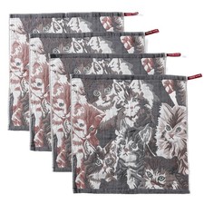 4 Pack Cotton Kitchen Towels Dish Cloths Waffle Weave Absorbent Gray 16x15