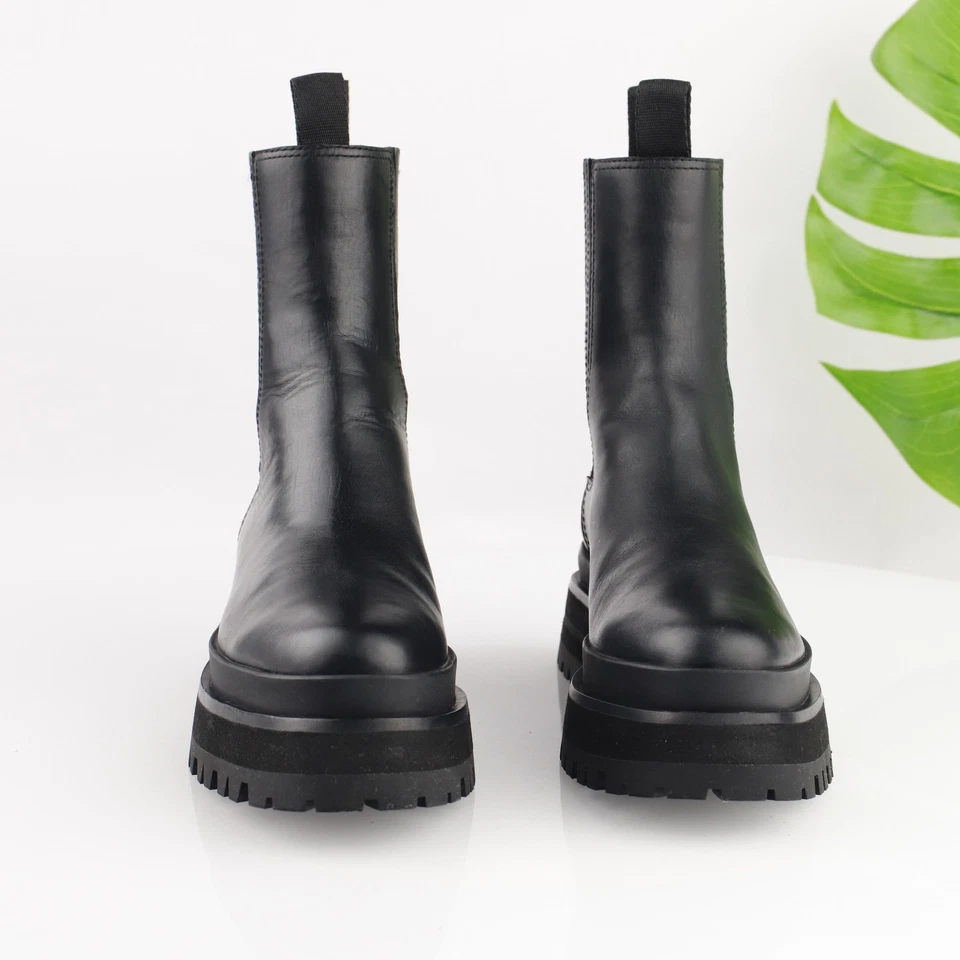 Bota Toni Loeffler Randall Mujer Talla 6 Cuero Negro Plataforma Chelsea Tag Suela Foto 2 de 4