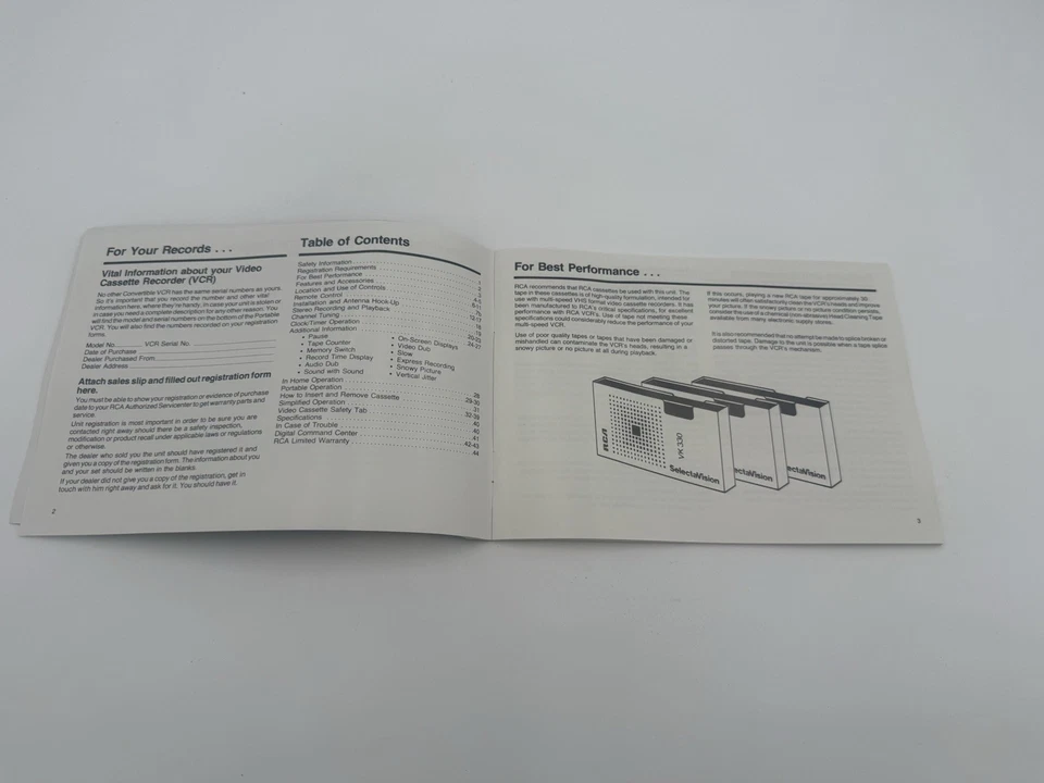 Grabadora de video casete RCA VKP900 manual del propietario - buen estado Foto 3 de 3