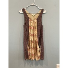 Umgee Womens Shift Chore Pocket Mini Dress Sz M Boho Beach Lightweight Oversized