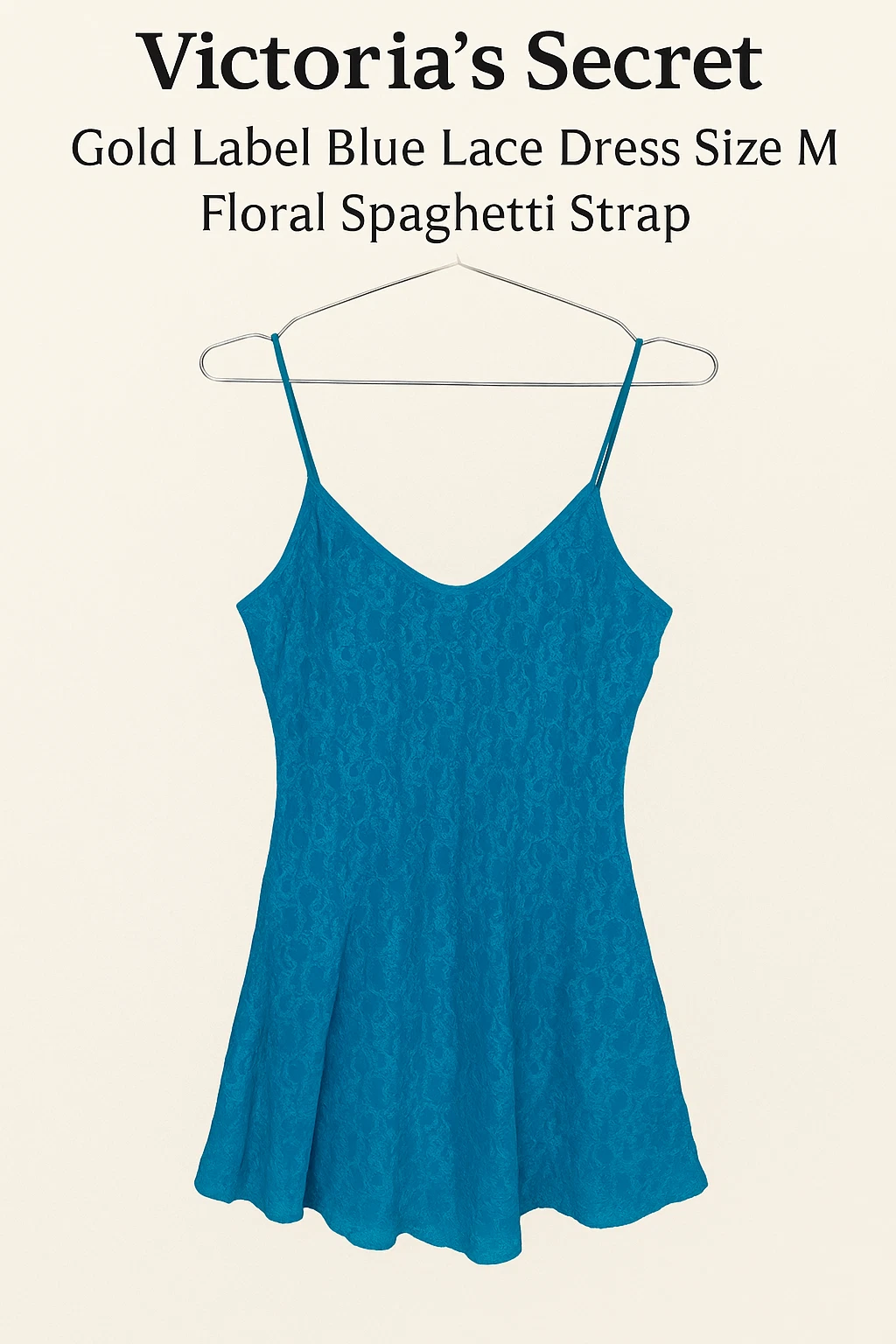 UNDERCOVER Abito vintage Victoria’s Secret etichetta oro blu pizzo M floreale USA Y2K