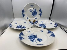 Set of 4 Royal Copenhagen Denmark BLUE FLOWERS Curved Dinner / Cake Plates 