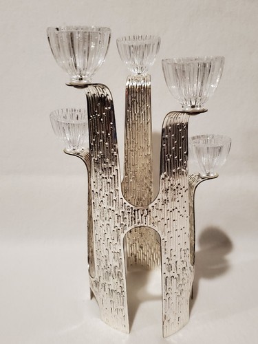Vtg Mid-Century Modern WMF Germany Silverplate 5 Arm Candelabra Candle Holder