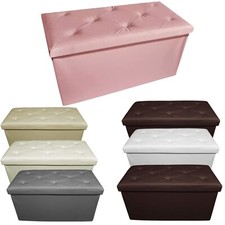 Pouf Panca Contenitore Ecopelle Cassapanca Seduta Baule Poggiapiedi Vari Colori