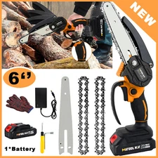 20V Electric Cordless Chainsaw Handheld One-Hand Mini Saw Wood Cutter W/ Battery
