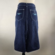 Vintage 70's 80's A Line Denim Jean Blue Midi Skirt By Gitano