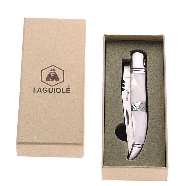 Laguiole Taschenmesser Sea Shell Edelstahl Messer Klappmesser Perlmutt Griff Neu-image