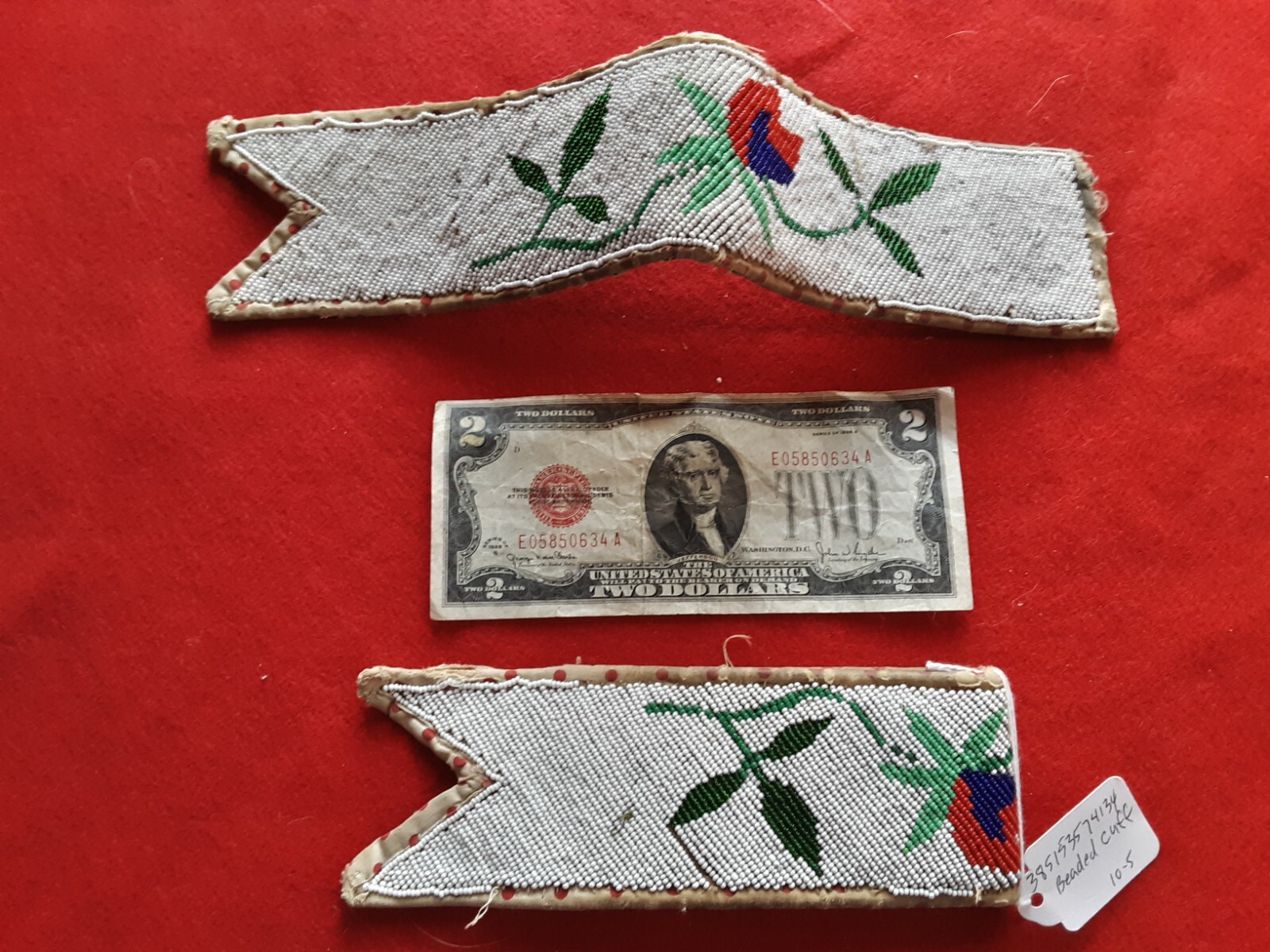 NATIVE AMERICAN BEADED ARM BANDS, VINTAGE REGALIA DANCE CUFFS,   SD-1224*08663