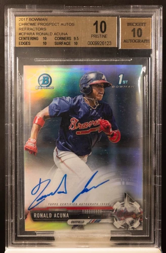 RONALD ACUNA JR 2017 Bowman Chrome Refractor RC Auto 34/499 BGS 10/10