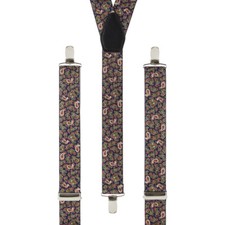 Paisley Navy Red Green Clip On Trouser Braces Elastic Suspenders Handmade UK