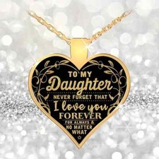To My Daughter Never Forget I Love You Heart Pendant Necklace Christmas Birthday