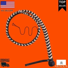 Genuine Cowhide Leather Bullwhip 4ft, 8 Plaits – Indiana Jones Style, Handmade