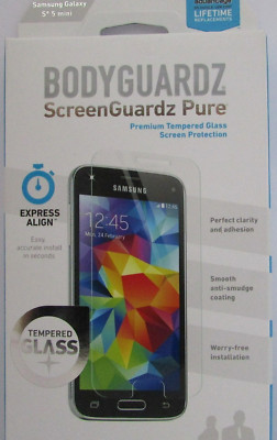 BodyGuardz Pure Tempered Glass Screen Protector Samsung Galaxy S5 Mini Brand New