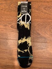 Stance Harry Potter Deathly Hallows Cloak Wand Stone Crew Socks Large Men's 9-13