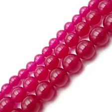 Fuchsia Pink Dyed Jade Smooth Round Beads 4mm 6mm 8mm 10mm 15.5" Strand