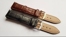 New 18mm/19MM/20mm Genuine Leather Gents Watch Strap for LONGINES, Black/ Brown.