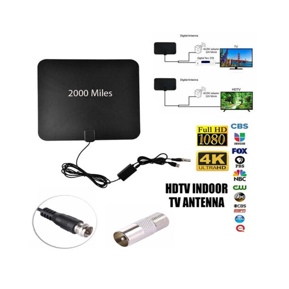HDTV TV Antenna Box Digital DTV 2000 Miles Booster Indoor Aerial HD