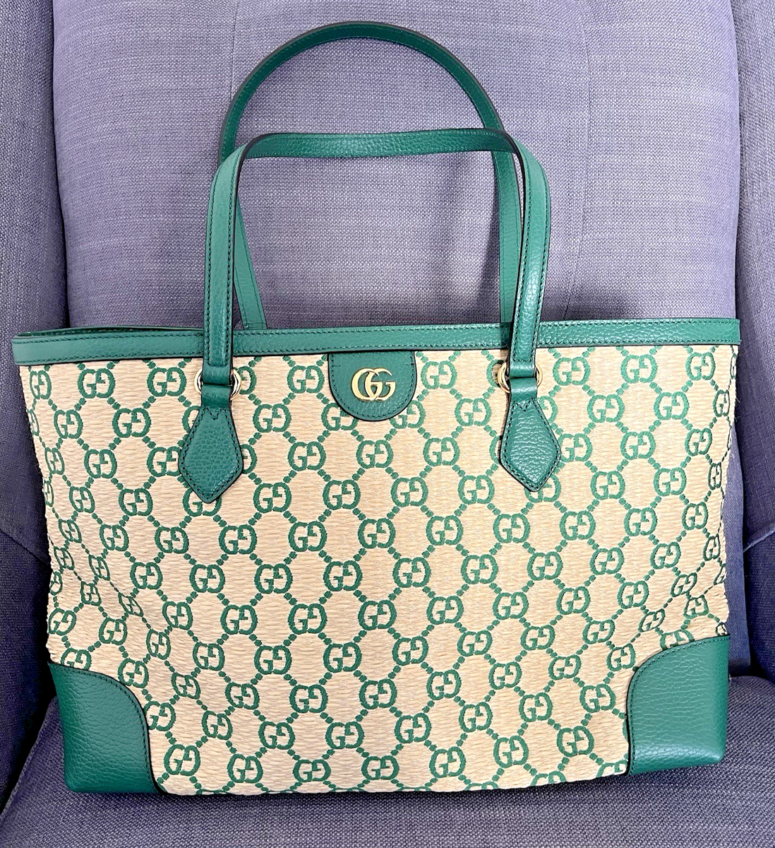 Gucci Ophidia GG Medium Tote Bag in Green UK