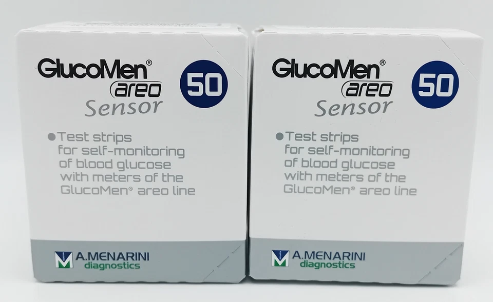 A.MENARINI DIAGNOSTICS GlucoMen Areo Sensor Strips - 2 Packs of 50 (100 Strips)