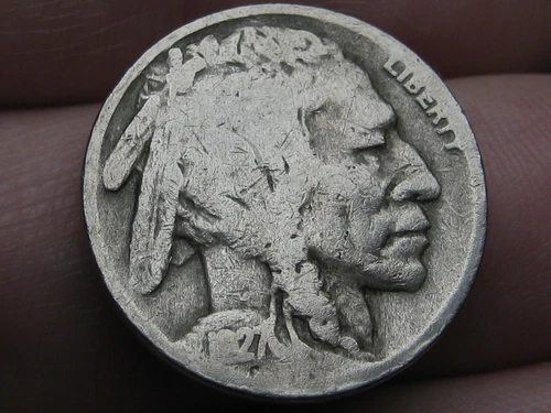 1927 D Buffalo Nickel 5 Cent Piece- Denver, Very Good/VG Details