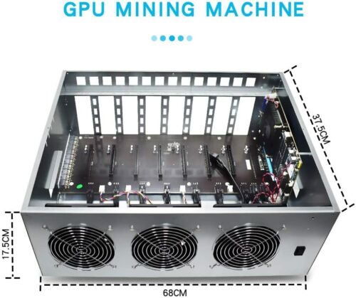 8 GPU Mining Rig Ethereum Miner w/CPU, SSD, RAM Cooling Fans, Case. No GPU & PSU