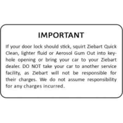 Reproduction GM Ziebart Door Lock Sticker