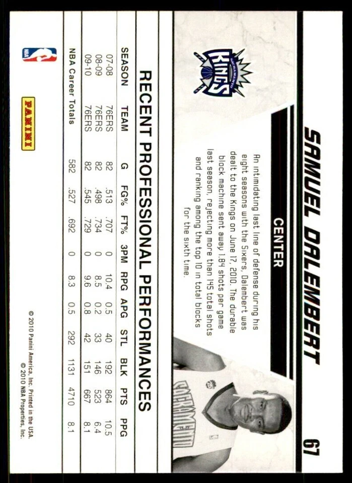 2010-11 Panini Donruss Production Line Cracked Ice Samuel Dalembert . Sacramento - Image 2 of 2