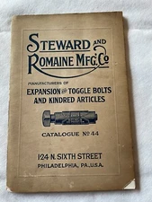 ANTIQUE 1921 STEWART & ROMAINE MFG. CO. EXPANSION & TOGGLE BOLTS CATALOGUE #44