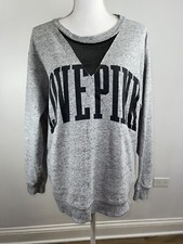Victoria Secret Love Pink Sweatshirt Sweater Womens Size Medium Gray Long Sleeve