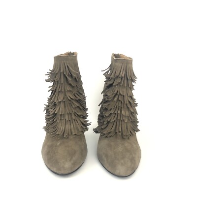 Banana Republic Womens Size 10 Taupe Suede Leather Fringe  display picture 2