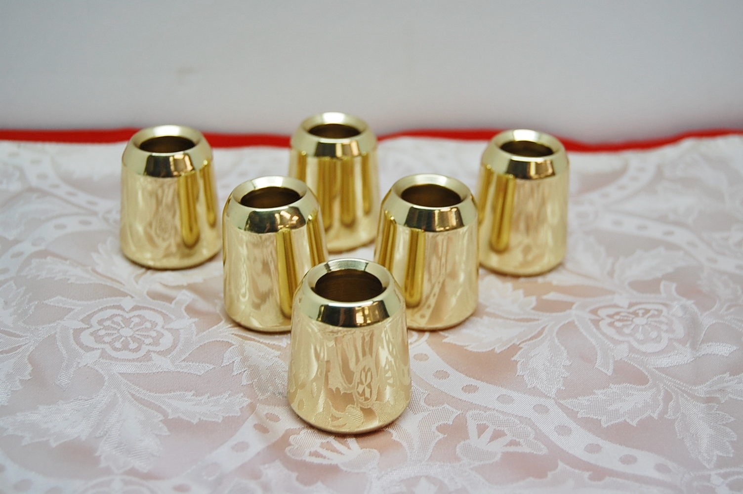 6 New Solid Brass Candle Followers 7/8" Size, Burners, Toppers, Candelabra eBay